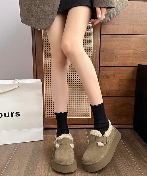 shopnikoniko（ショップにこにこ） スリッポン フェイクムートン