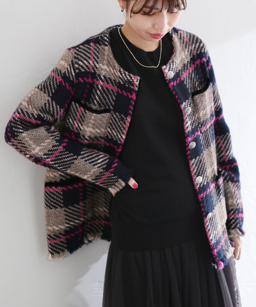 「La TOTALITE」 ノーカラージャケット FREE ベージュ レディース_画像4