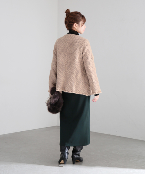 「La TOTALITE」 ノーカラージャケット FREE ベージュ レディース_画像5