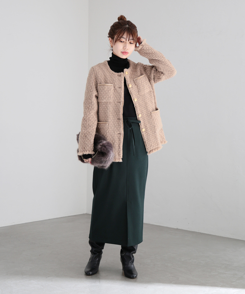 「La TOTALITE」 ノーカラージャケット FREE ベージュ レディース_画像7