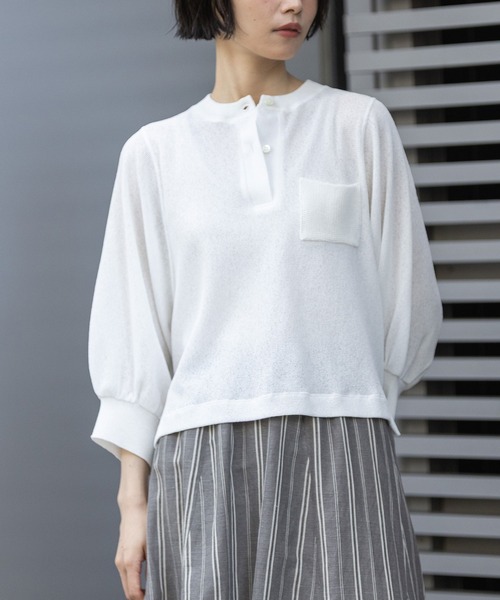 [MIKI]2点おまとめ＊ライトシアープルオーバー＊白.グレー＊Tシャツ Munich（ミューニック） tシャツ 「速乾性」シアーワッフル×ニットリブ