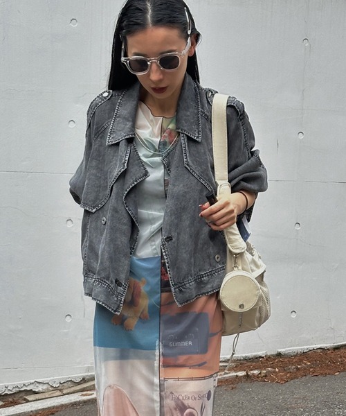 Ameri（アメリ） トレンチコート コート TENCEL DENIM SHORT TRENCH