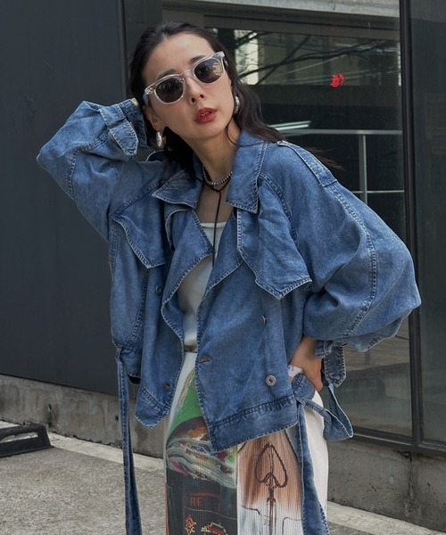 【美品】AMERI 3WAY DENIM LAYERED TRENCH 可愛い Ameri（アメリ）の「3WAY DENIM LAYERED TRENCH（トレンチコート