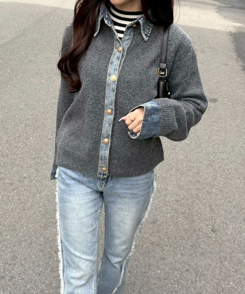   jeans　カーディガン　 カーディガン デニム切替カーディガン レディース : ZOZOTOWN Yahoo!店