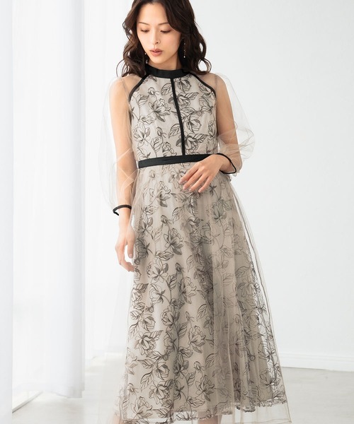 GIRL DRESS FOR NOW ドレス 花柄刺繍 シアー チュールレイヤード