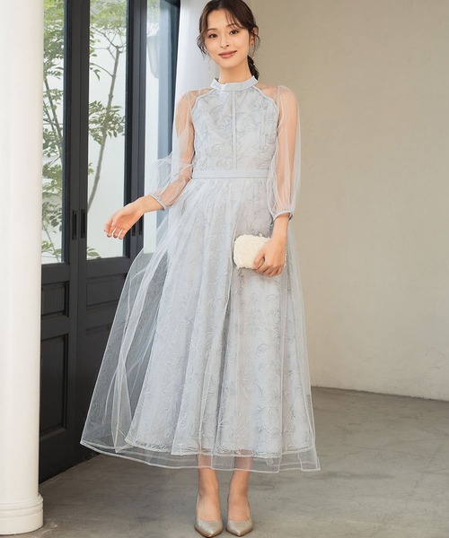 GIRL DRESS FOR NOW ドレス 花柄刺繍 シアー チュールレイヤード