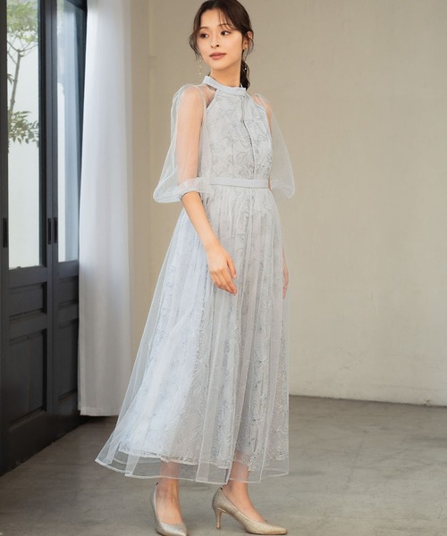 美品♡GIRL 近年モデル チュールフラワー刺繍ドレス　オケージョン 結婚式 GIRL DRESS FOR NOW パーティードレス ドレス 花柄刺繍 シアー