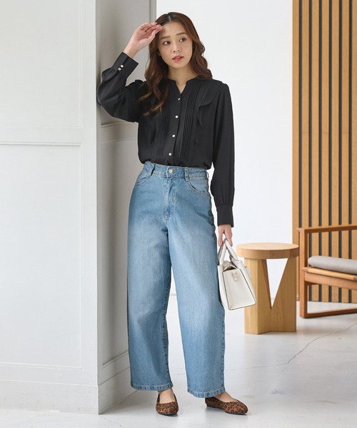 「Honeys」 「GLACIER」長袖ブラウス 3L ミント レディース_画像7