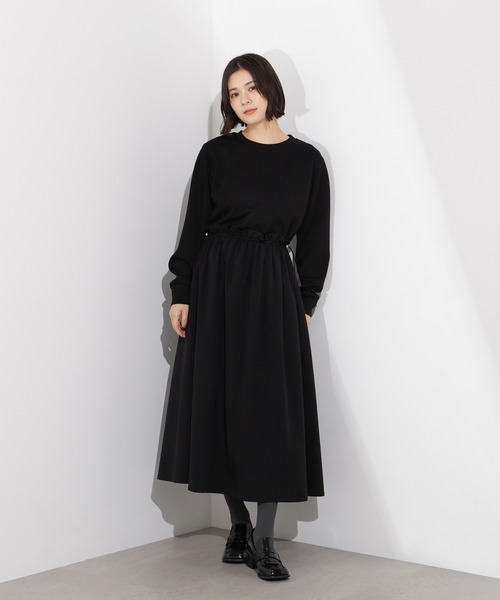 美品 NERGY ナージー Water proof 撥水 ドロストワンピース 黒 one