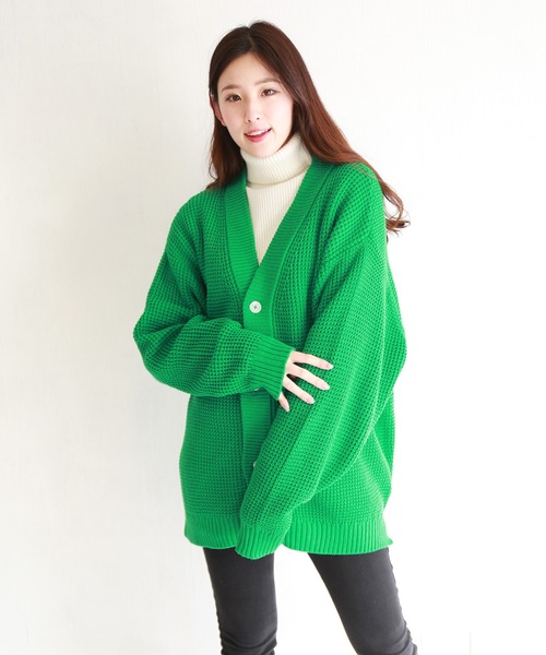 「WESTSEA」 「Cathy's closet」ニットカーディガン L グレイッシュブルー メンズ_画像5