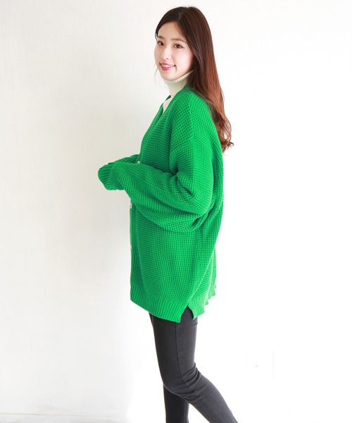 「WESTSEA」 「Cathy's closet」ニットカーディガン L グレイッシュブルー メンズ_画像6