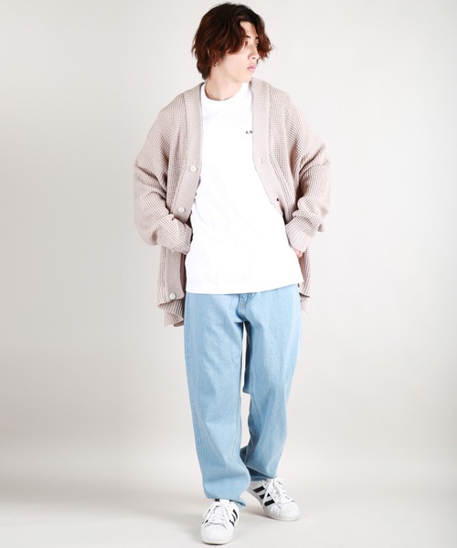 「WESTSEA」 「Cathy's closet」ニットカーディガン L グレイッシュブルー メンズ_画像7