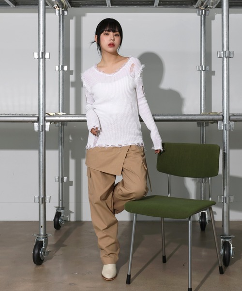 「FOLLOWIN」 長袖ニット FREE ベージュ レディース_画像2