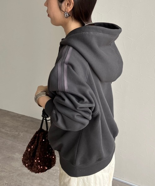 パーカー 裏起毛アノラックサイドラインパーカー レディース