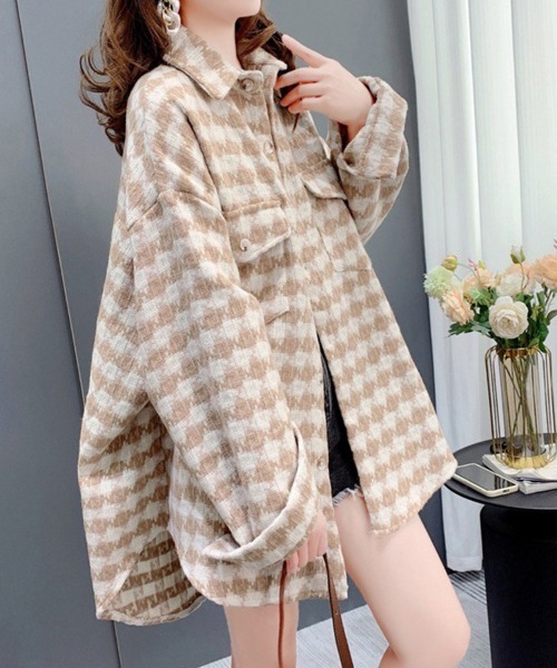 Sally Lunn コート アウター チェック柄オーバーシャツJK レディース 