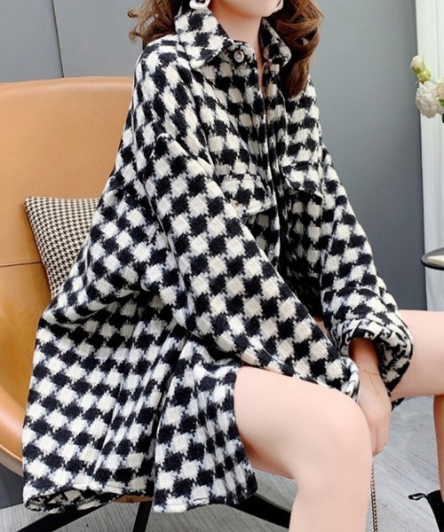Sally Lunn コート アウター チェック柄オーバーシャツJK レディース 