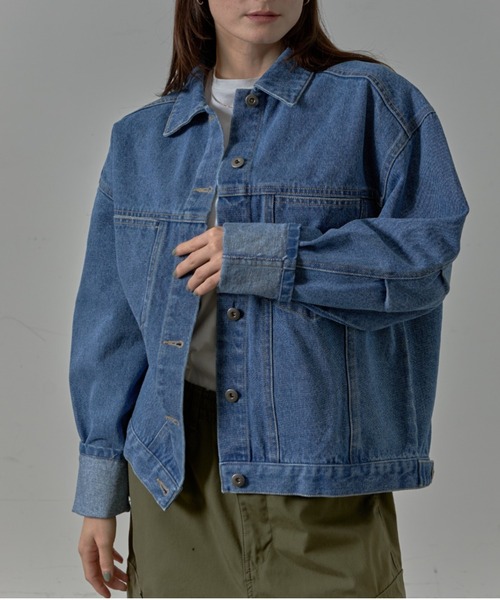 Lipoy デニムジャケット gジャン オーバーサイズ ケミカル加工入り