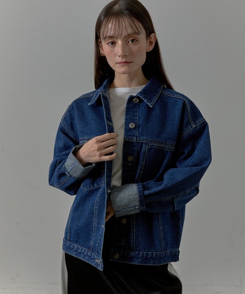 Lipoy デニムジャケット gジャン オーバーサイズ ケミカル加工入り