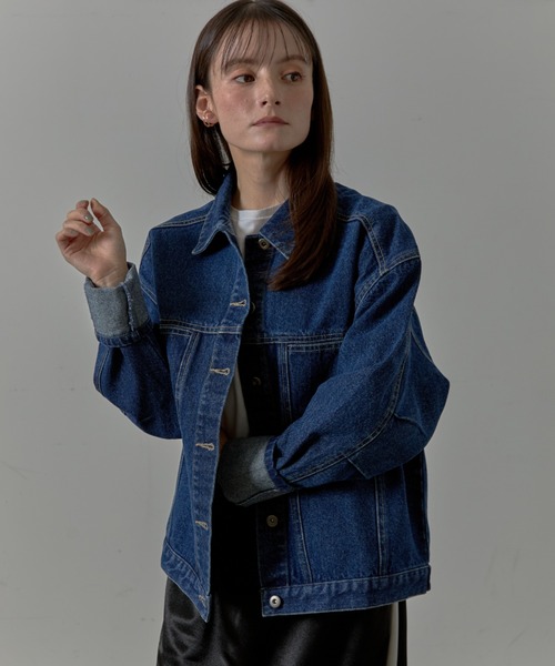 Lipoy デニムジャケット gジャン オーバーサイズ ケミカル加工入り