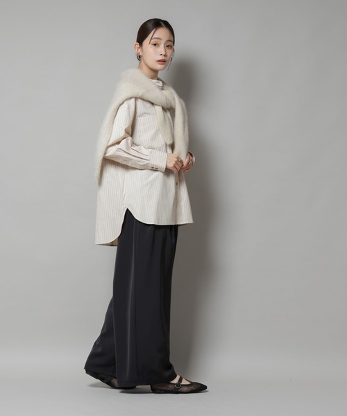 [NANO universe] длинный рукав блуза FREE голубой женский 