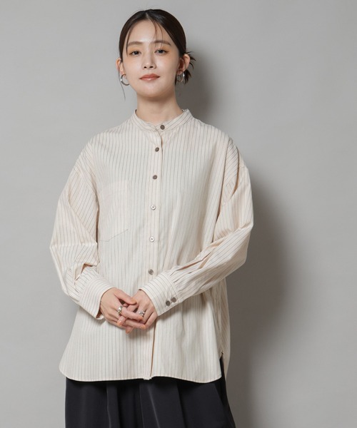 [NANO universe] длинный рукав блуза FREE голубой женский 