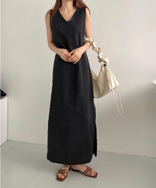 「LADY LIKE」 ノースリーブワンピース M ベージュ レディース_画像6