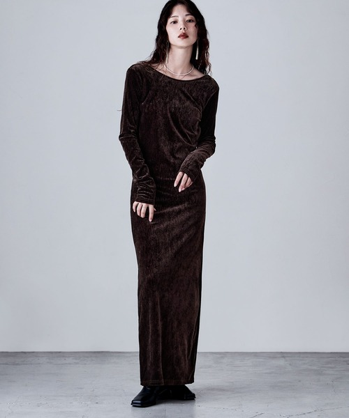 「etoll.」 長袖ワンピース FREE ブラウン レディース_画像8