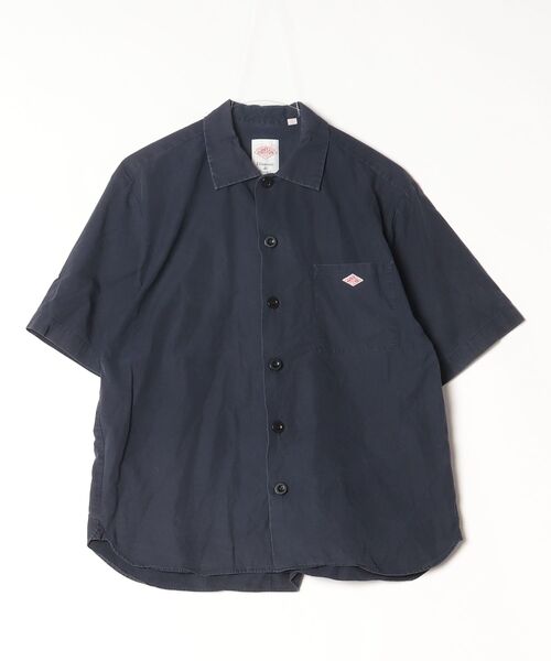 DANTON完売品　美品　ダントン 半袖シャツ　ロゴ　ネイビー　38 Danton（ダントン） ストライプ柄半袖シャツ 38 ネイビー レディース