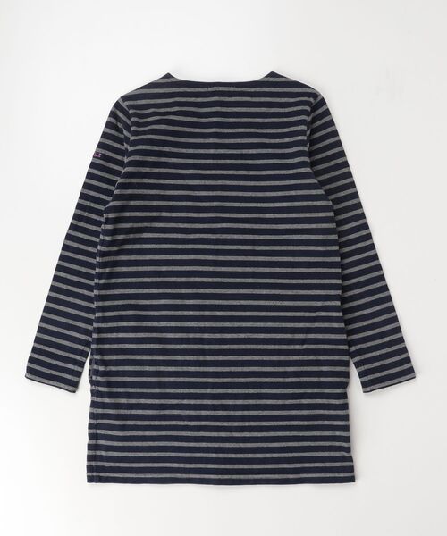 「AIGLE」 「KIDS」ボーダー柄長袖ワンピース S ネイビー キッズ_画像2