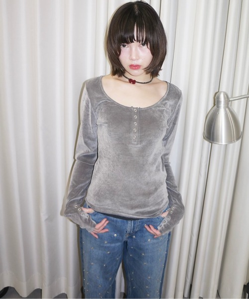 「musubore」 長袖カットソー FREE ベビーピンク レディース_画像2