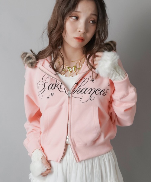 「SPINNS」 「attitude makes style」ジップアップパーカー ONESIZE ブラック レディース_画像2