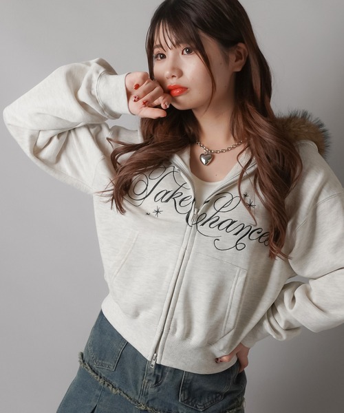 「SPINNS」 「attitude makes style」ジップアップパーカー ONESIZE ブラック レディース_画像4