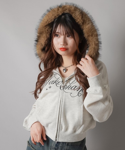 「SPINNS」 「attitude makes style」ジップアップパーカー ONESIZE ブラック レディース_画像7