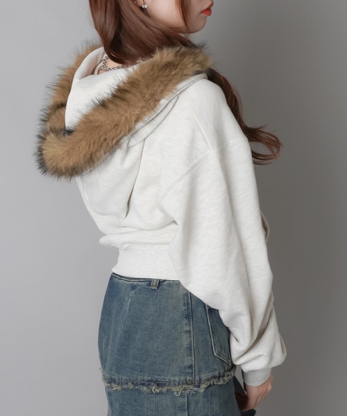 「SPINNS」 「attitude makes style」ジップアップパーカー ONESIZE ブラック レディース_画像8