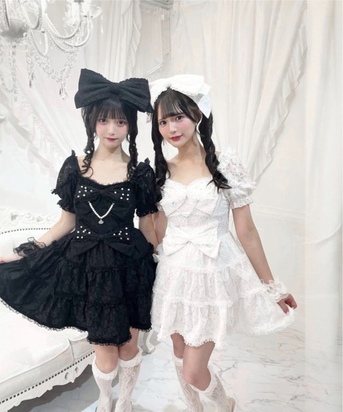 ヘアクリップ 大きなレースリボンのヘッドドレスの画像