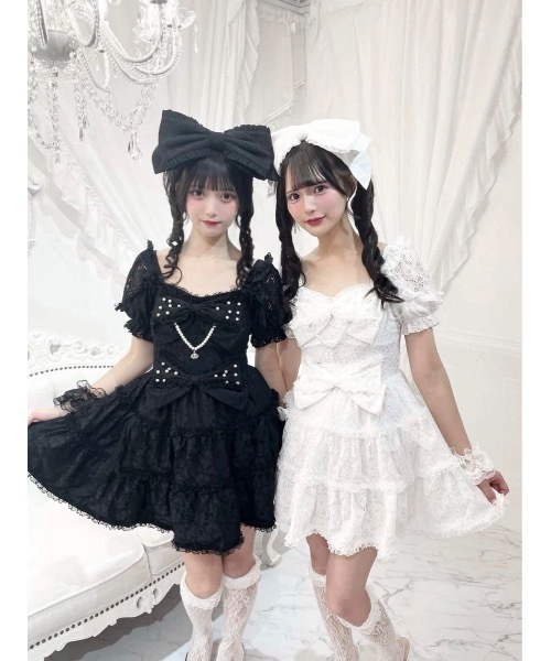 ヘアクリップ 大きなレースリボンのヘッドドレスの画像
