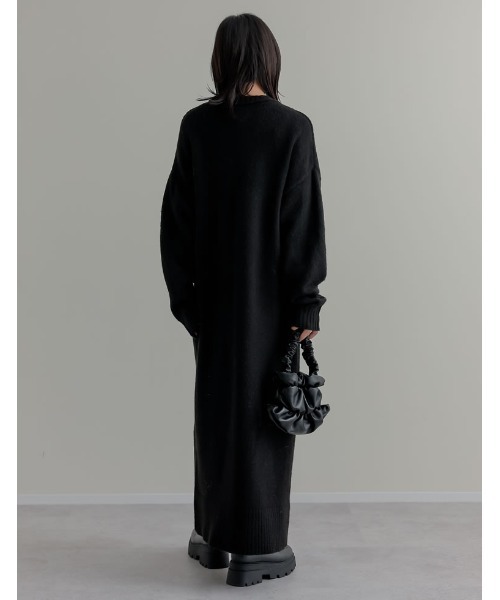 「Re:EDIT」 ニットワンピース MEDIUM チャコールグレー レディース_画像4