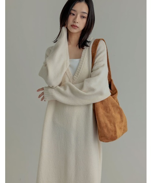 「Re:EDIT」 ニットワンピース MEDIUM チャコールグレー レディース_画像5