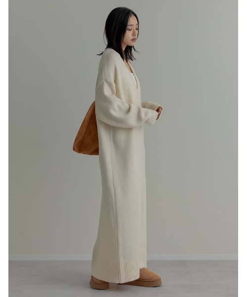 「Re:EDIT」 ニットワンピース MEDIUM チャコールグレー レディース_画像6
