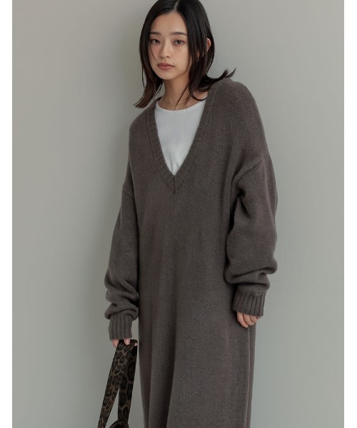 「Re:EDIT」 ニットワンピース MEDIUM チャコールグレー レディース_画像8