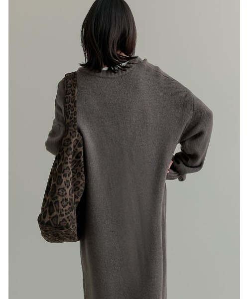 「Re:EDIT」 ニットワンピース MEDIUM チャコールグレー レディース_画像9
