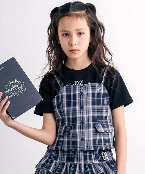 nexchic（ネクシック） tシャツ チェックビスチェ＋スパンテレコ半袖T