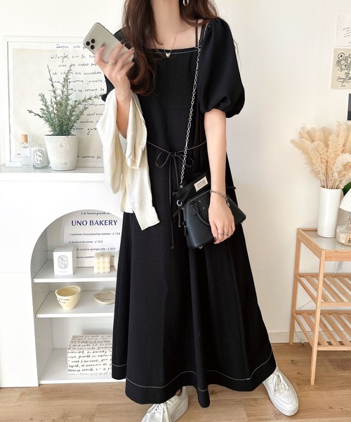 「classicalelf」 半袖ワンピース X-LARGE ネイビー レディース_画像4