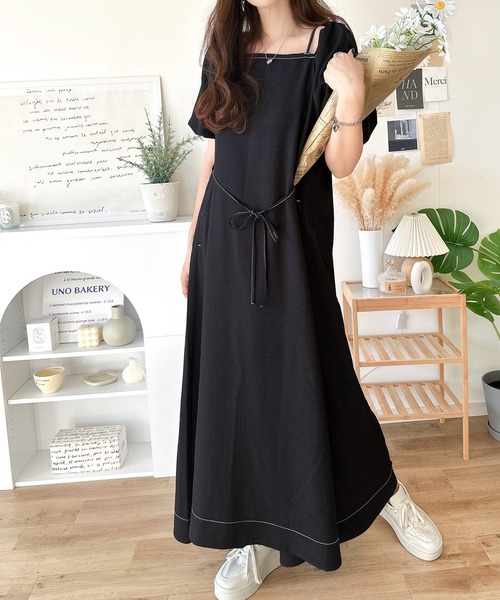 「classicalelf」 半袖ワンピース X-LARGE ネイビー レディース_画像8