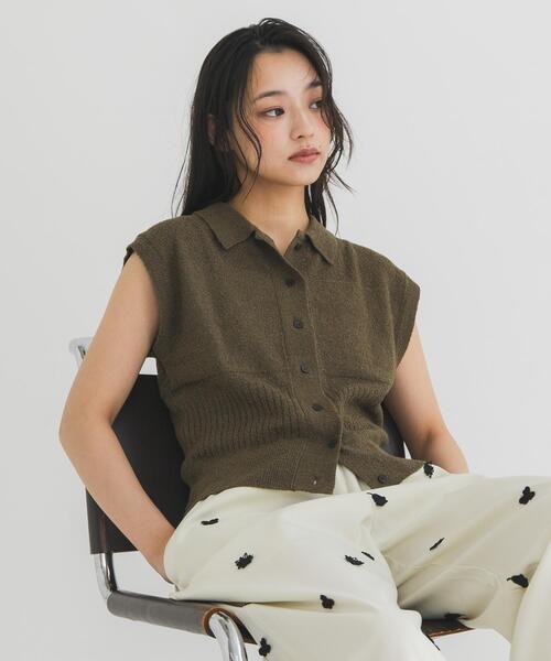 ニット セーター スリーブレスニットシャツ レディースの画像