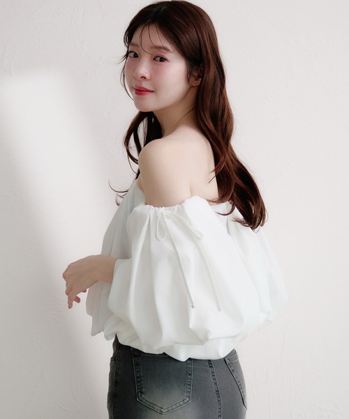 fupel ブラウス シャツ volume off-shoulder blouse / ボリュームオフ