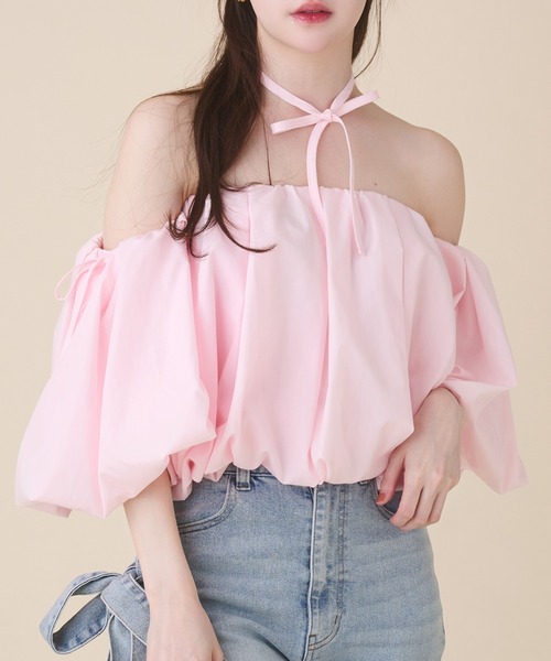 fupel ブラウス シャツ volume off-shoulder blouse / ボリュームオフ