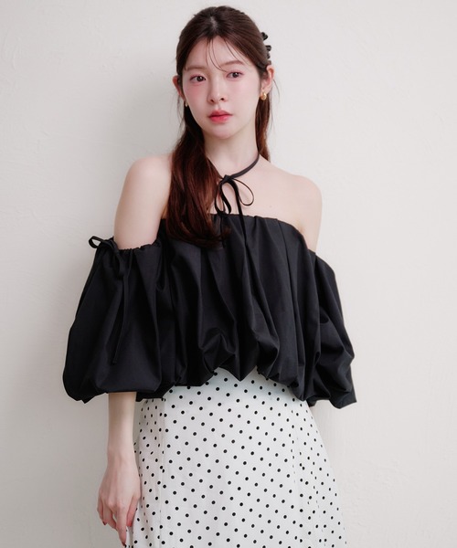 fupel ブラウス シャツ volume off-shoulder blouse / ボリュームオフ