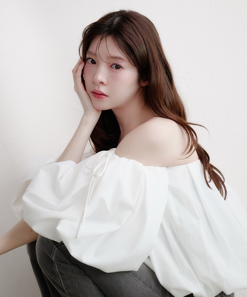 fupel ブラウス シャツ volume off-shoulder blouse / ボリュームオフ