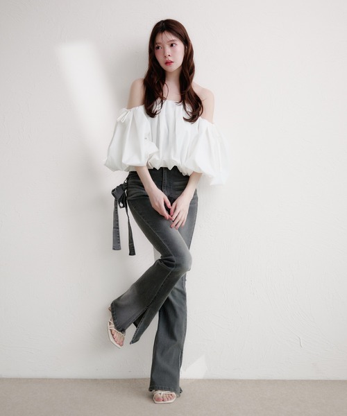 fupel ブラウス シャツ volume off-shoulder blouse / ボリュームオフ